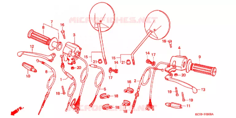 LEVIER DE GUIDON - CABLE - COMMODO Honda MOTO 125 CG 2000  CG125Y