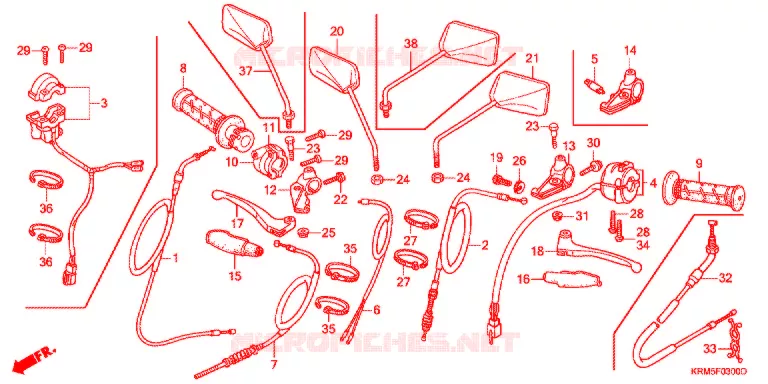 LEVIER DE GUIDON - CABLE - COMMODO Honda MOTO 150 CG 2007  CG150C7