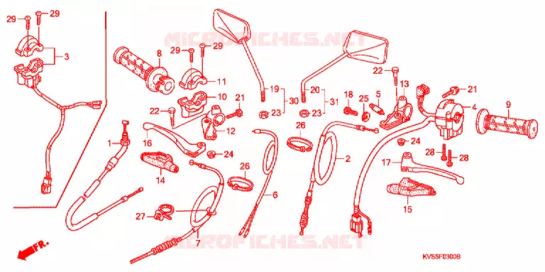 LEVIER DE GUIDON - CABLE - COMMODO Honda MOTO 150 CG 2009  CG150ES9
