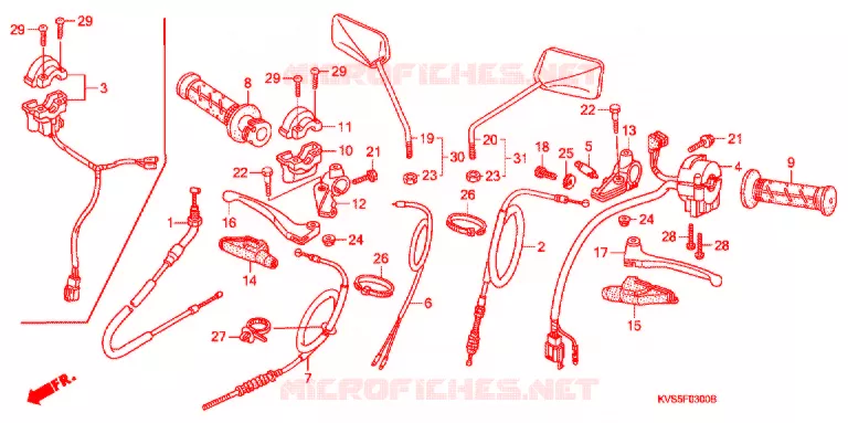 LEVIER DE GUIDON - CABLE - COMMODO Honda MOTO 150 CG 2009  CG150ESD9