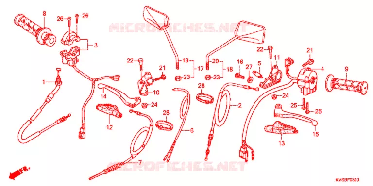 LEVIER DE GUIDON - CABLE - COMMODO Honda MOTO 150 CG 2011  CG150ESB
