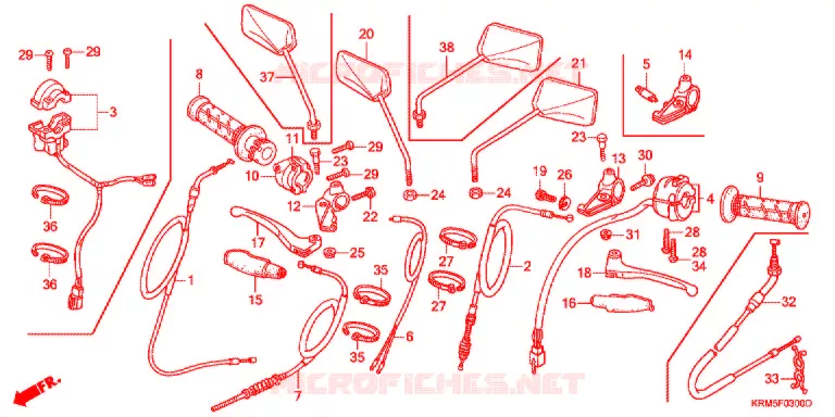 LEVIER DE GUIDON - CABLE - COMMODO Honda MOTO 150 CG 2007  CG150KS7