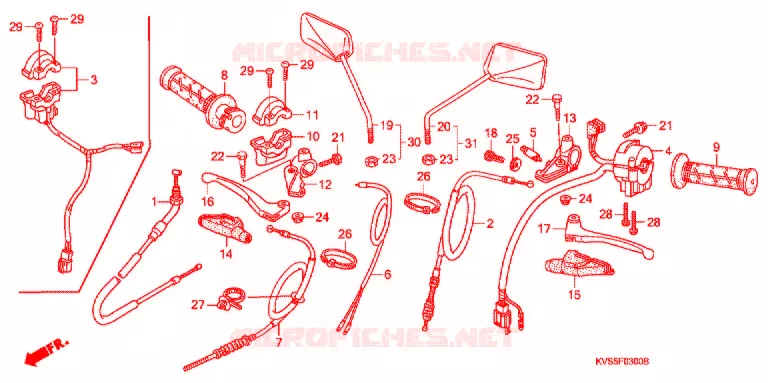 LEVIER DE GUIDON - CABLE - COMMODO Honda MOTO 150 CG 2010  CG150KSA