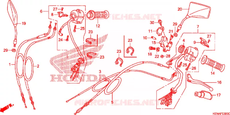 LEVIER DE GUIDON - CABLE - COMMODO Honda MOTO 250 REBEL 2008  CMX250C8