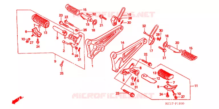 REPOSE PIED Honda MOTO 125 CB 1990  CB125TTL