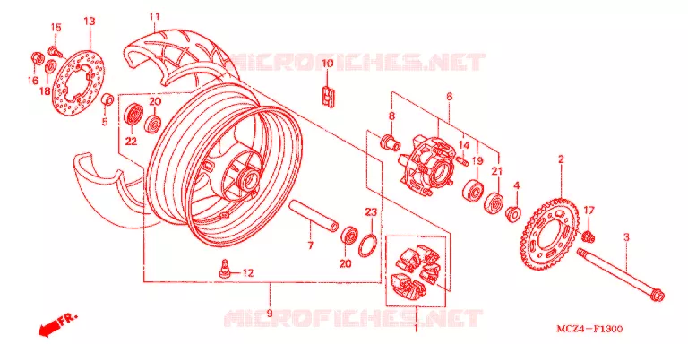 ROUE ARRIERE Honda MOTO 900 HORNET 2005  CB900F5_A