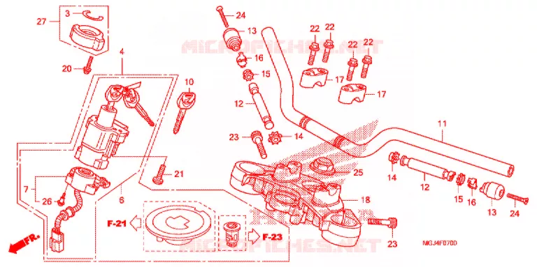 GUIDON - TE DE FOURCHE Honda MOTO 1000 CBF 2016  CBF1000FAC
