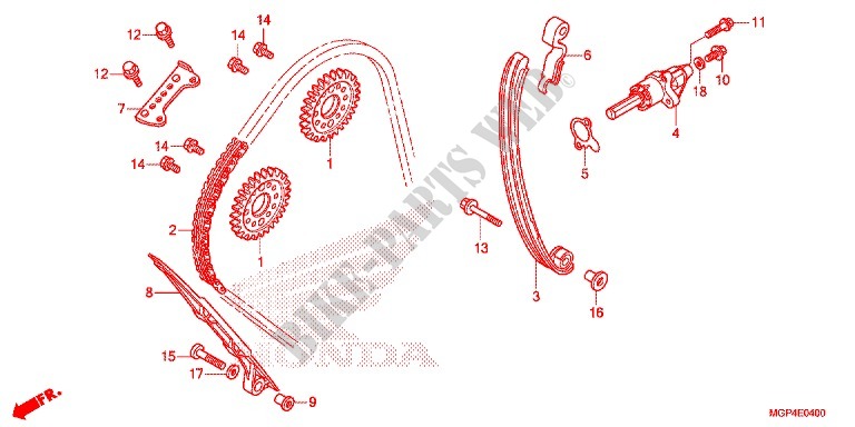 CHAINE DE DISTRIBUTION   TENDEUR pour Honda CBR 1000 RR ABS RED 2012