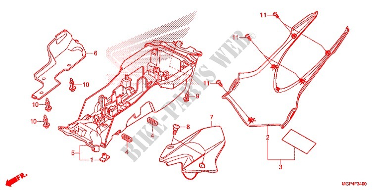 GARDE BOUE ARRIERE (CBR1000RR/S) pour Honda CBR 1000 RR SP ABS TRICOLOUR 2014