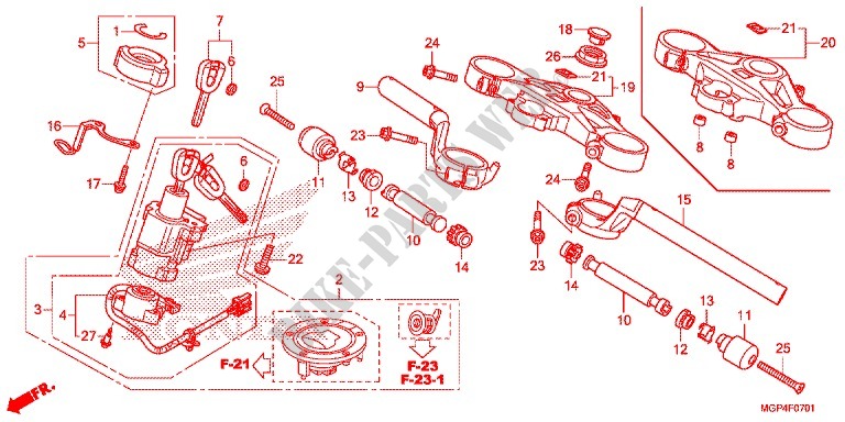 GUIDON   TE DE FOURCHE (CBR1000RR/RA/S'14) pour Honda CBR 1000 RR SP ABS TRICOLOUR 2014