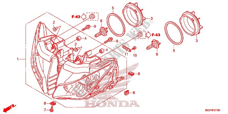 PHARE pour Honda CBR 1000 RR SP ABS TRICOLOUR 2014
