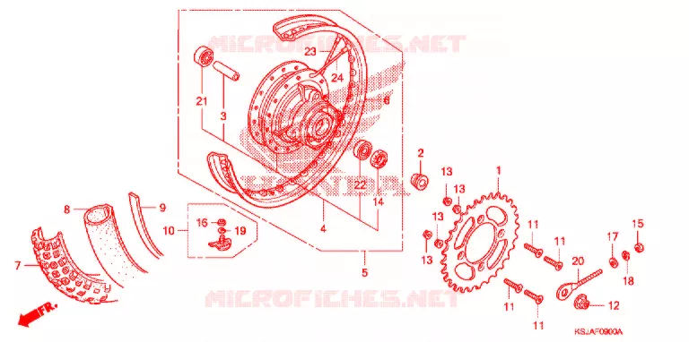 ROUE ARRIERE Honda MOTO 100 CRF 2009  CRF100F9