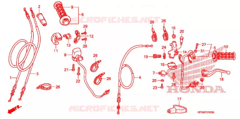 LEVIER DE GUIDON - CABLE - COMMODO Honda MOTO 230 CRF 2007  CRF230F7