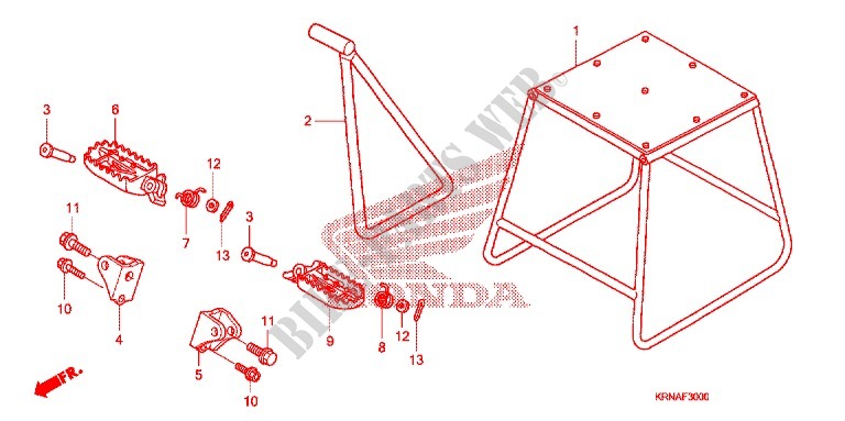 BEQUILLE   REPOSE PIEDS pour Honda CRF 250 R 2010