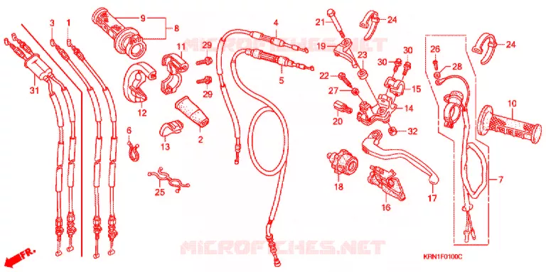 LEVIER DE GUIDON - CABLE - COMMODO Honda MOTO 250 CRF 2006  CRF250R6