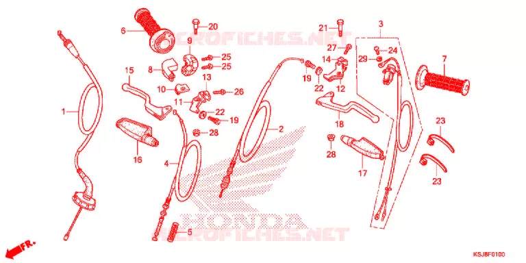 LEVIER DE GUIDON - CABLE Honda MOTO 100 CRF 2012  CRF100FC