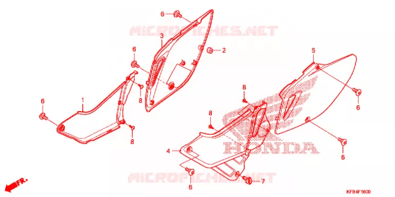 COUVERCLES LATERAUX Honda MOTO 230 CRF 2011  CRF230LB