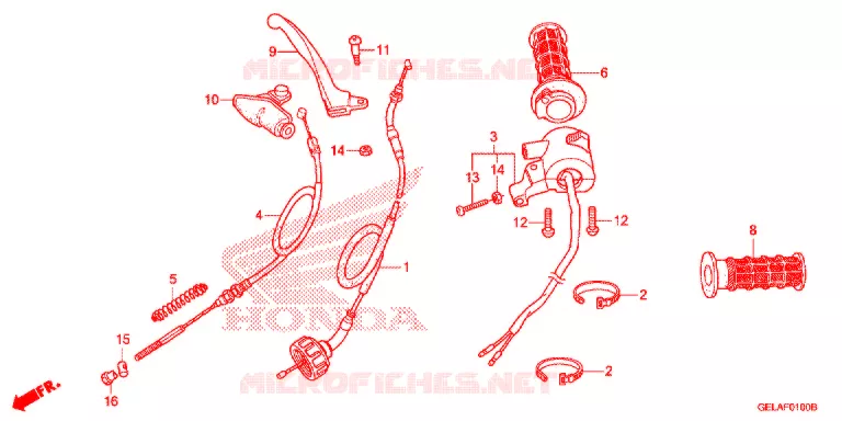 LEVIER DE GUIDON - CABLE - COMMODO Honda MOTO 50 CRF 2008  CRF50F8