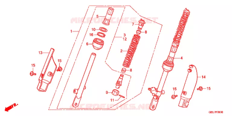 AMORTISSEUR AVANT Honda MOTO 50 CRF 2017  CRF50FH