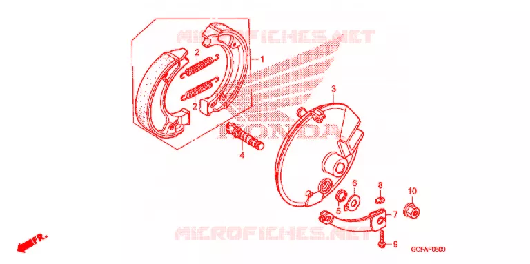 FLASQUE - MACHOIRES DE FREIN AVANT Honda MOTO 70 CRF 2004  CRF70F4