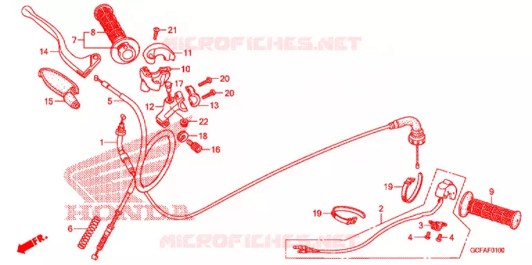 LEVIER DE GUIDON - CABLE - COMMODO Honda MOTO 70 CRF 2005  CRF70F5