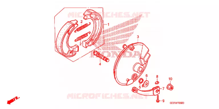 FLASQUE - MACHOIRES DE FREIN AVANT Honda MOTO 70 CRF 2009  CRF70F9