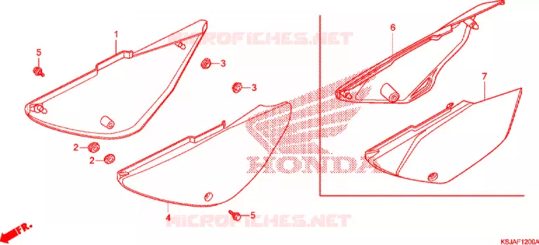 COUVERCLES LATERAUX Honda MOTO 80 CRF 2008  CRF80F8