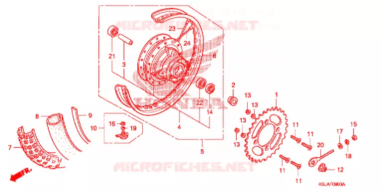 ROUE ARRIERE Honda MOTO 80 CRF 2008  CRF80F8
