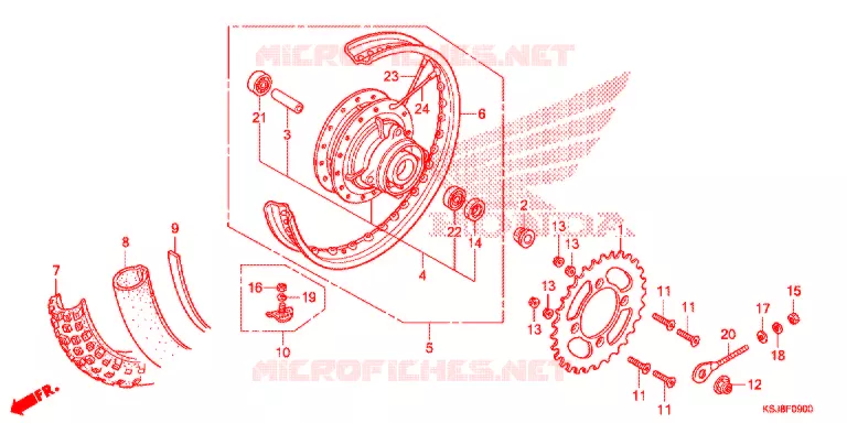ROUE ARRIERE Honda MOTO 80 CRF 2012  CRF80FC
