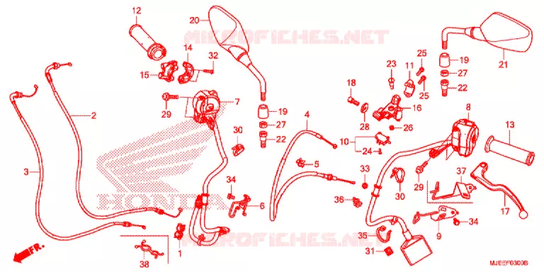 LEVIER DE GUIDON - CABLE - COMMODO Honda MOTO 650 CB 2018  CB650FAH