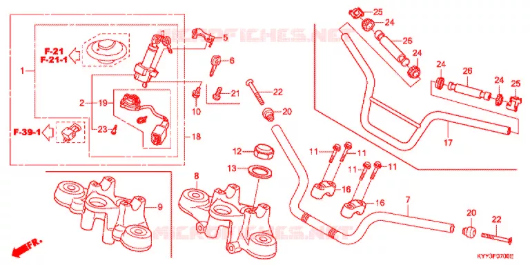 GUIDON - TE DE FOURCHE Honda MOTO 125 ACE 2017  CGX125SHH_SA