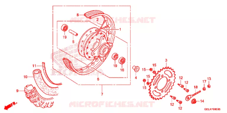 ROUE ARRIERE Honda MOTO 50 CRF 2009  CRF50F9