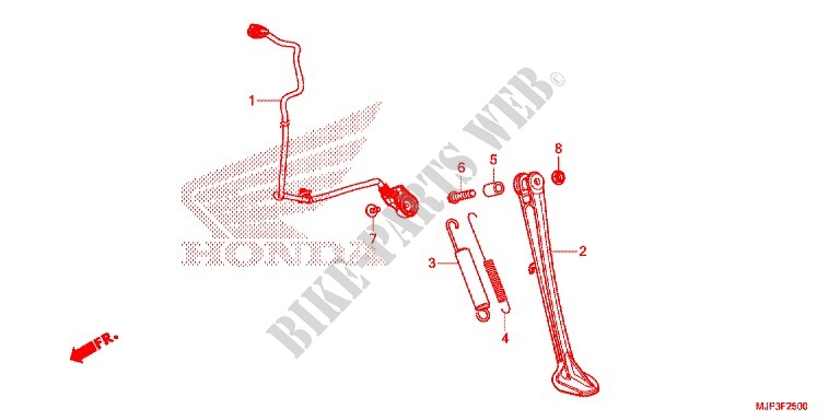 BEQUILLE LATERALE pour Honda AFRICA TWIN 1000 DCT ROUGE 2017