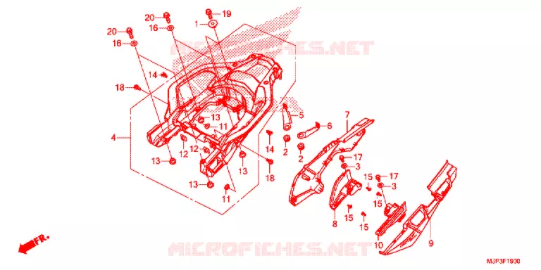 COUVERCLE LATERAL - PORTE BAGAGE ARRIERE Honda MOTO 1000 AFRICA-TWIN 2017  CRF1000DH