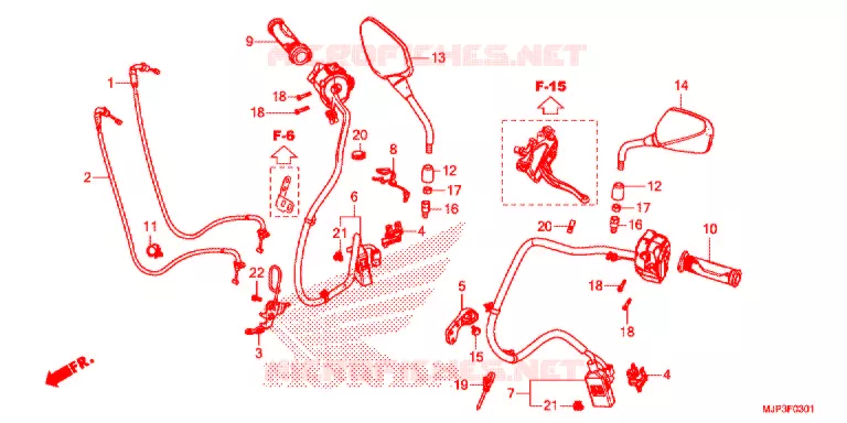 COMMODO - LEVIER - CABLE (CRF1000D) Honda MOTO 1000 AFRICA-TWIN 2017  CRF1000DH
