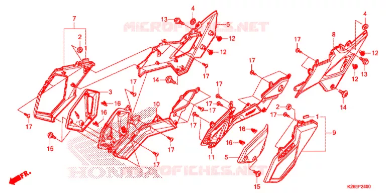 COUVERCLES LATERAUX Honda MOTO 125 MSX 2017  MSX125AH