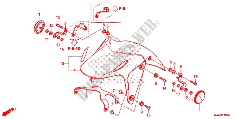 GARDE BOUE AVANT pour Honda CB 500 F ABS 2016