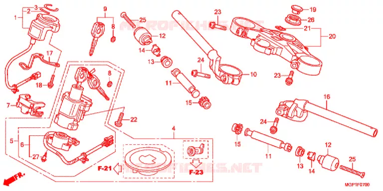 GUIDON - TE DE FOURCHE (CBR1000RRC/D/RAC/D) Honda MOTO 1000 CBR 2012  CBR1000RRC