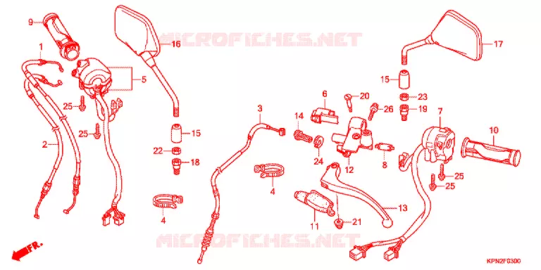 LEVIER DE GUIDON - CABLE - COMMODO Honda MOTO 125 CB 2016  GLR125LWHG