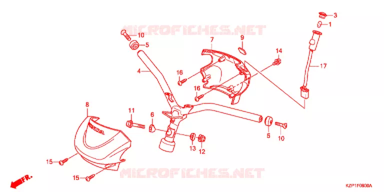 GUIDON - CARENAGE Honda SCOOTER 110 BENLY 2012  MW1101WHC