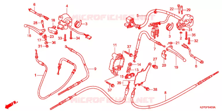 LEVIER DE GUIDON - CABLE - COMMODO (MW1101WHC) Honda SCOOTER 110 BENLY 2012  MW1101WHC