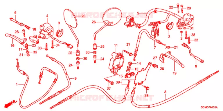LEVIER DE GUIDON - CABLE - COMMODO Honda MOTO 50 BENLY 2012  MW501WHC