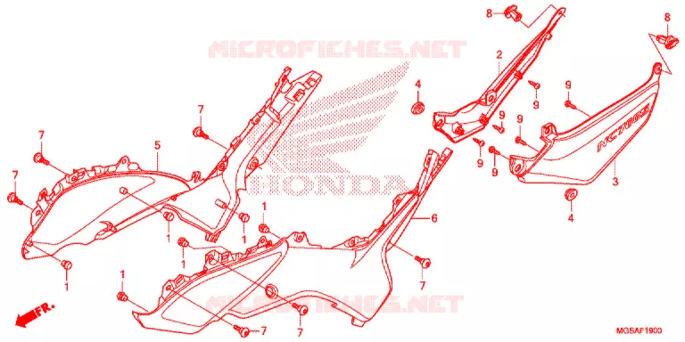 COUVERCLES LATERAUX Honda MOTO 700 NC 2013  NC700SAD