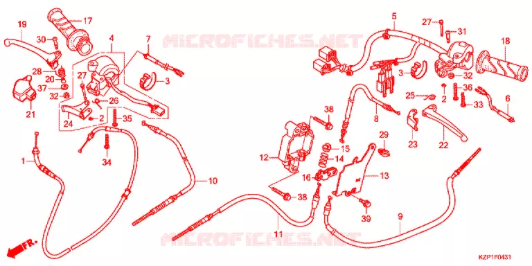 LEVIER DE GUIDON - CABLE - COMMODO (MW1101WHG) Honda MOTO 110 BENLY 2016  MW1101WHG
