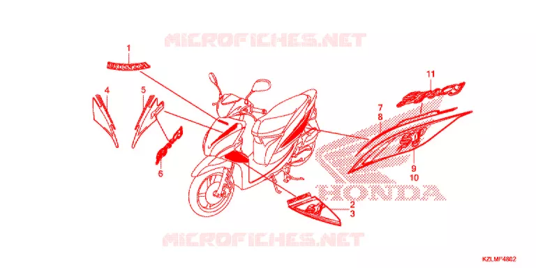AUTOCOLLANTS (3) Honda SCOOTER 110 SPACY 2014  NSC110CSE