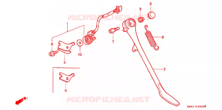 BEQUILLE LATERALE Honda MOTO 400 STEED 1993  NV400CP_II