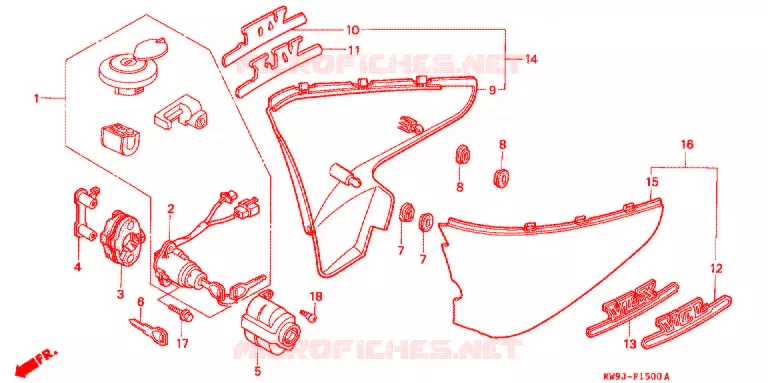 COUVERCLES LATERAUX Honda MOTO 400 STEED 1993  NV400CP_II