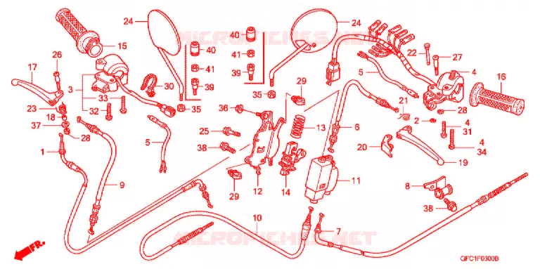 LEVIER DE GUIDON - CABLE - COMMODO Honda SCOOTER 50 TODAY 2003  NVS501SH2