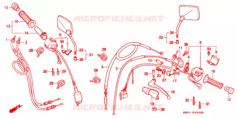 LEVIER DE GUIDON - CABLE - COMMODO Honda MOTO 250 NX 1996  NX250R_J