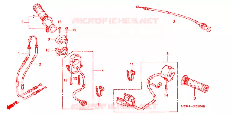 COMMODO - LEVIER - CABLE Honda MOTO 1000 RC 2005  RVT1000R5